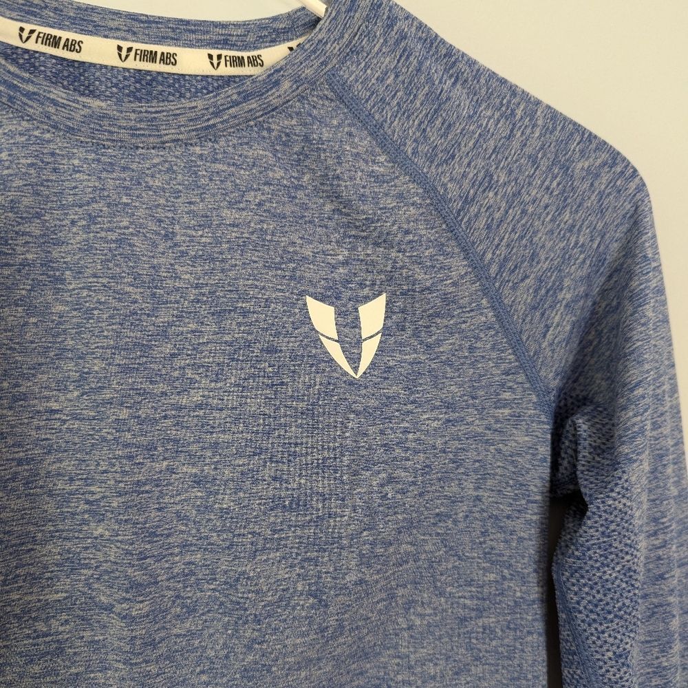Firm Abs Long Sleeve Workout Shirt Women's Blue Small - Picture 4 of 8